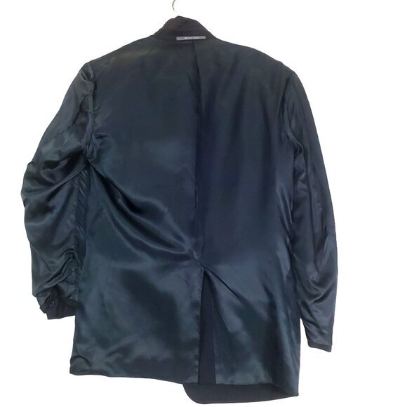 HICKEY FREEMAN Mens Sport Coat SZ 40R 100% Wool 2 Button Black Stripe Lined Vent - Picture 4 of 13